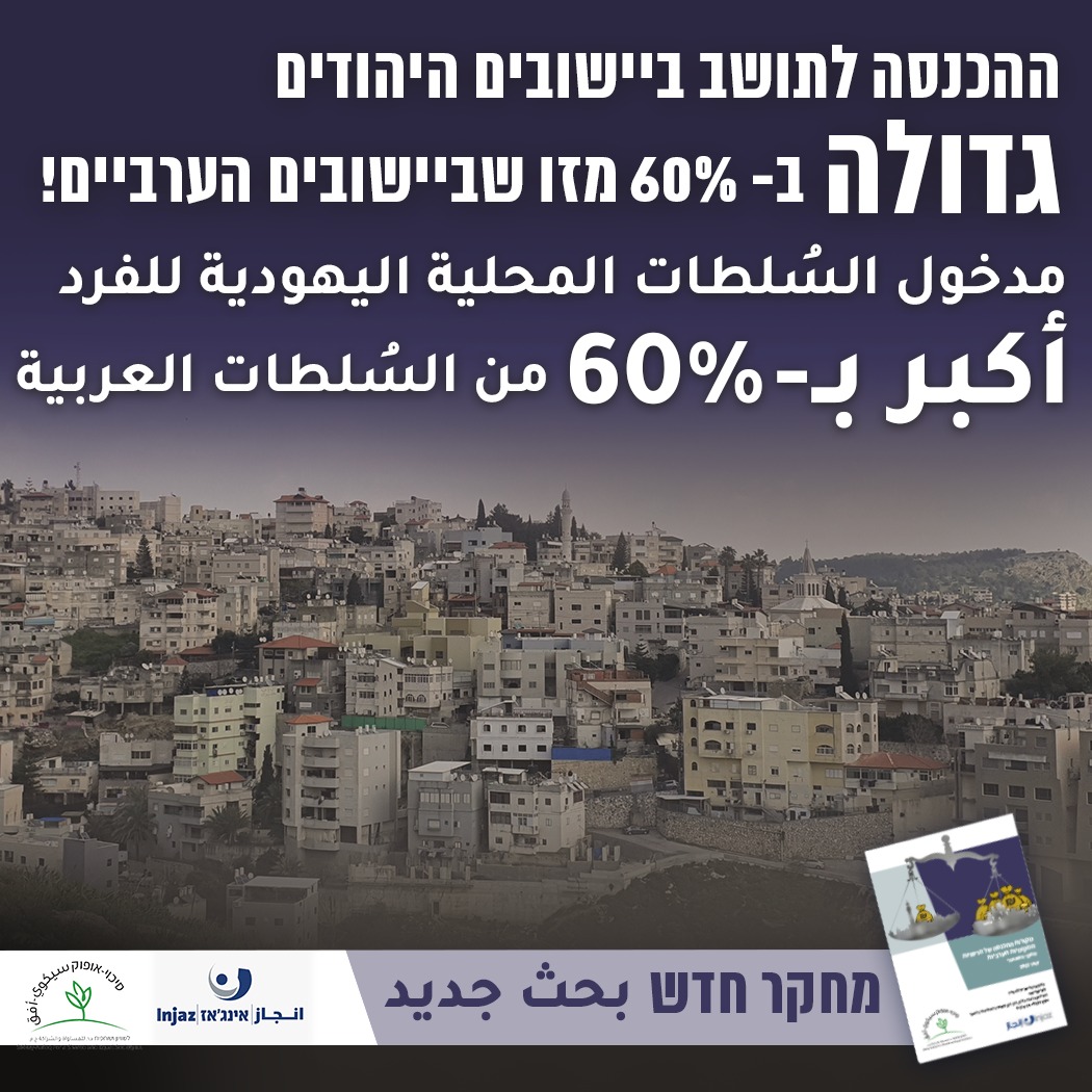 تقرير سيكوي- مدخولات الأرنونا التجارية في البلدات اليهودية أكبر بـ 8 أضعاف من العربية